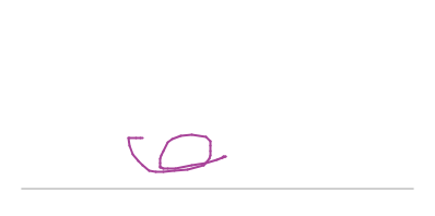 A purple pen drawing of an object in the shape of a face.